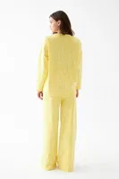 Kadın Sarı Desenli Oversize Kalın Pamuklu Pijama Takımı Akbeniz 2788 Sari görsel 8