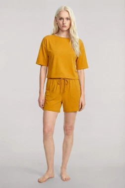 Kadın Sarı Kısa Kollu Şortlu Pijama Takımı Akbeniz Y1300 - Alternatif Görünüm