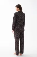 Kadın Siyah Kalp Desenli Düğmeli Pamuklu Pijama Takımı Akbeniz 27951 Siyah görsel 5