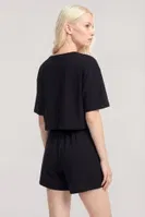 Kadın Siyah Kısa Kollu Şortlu Pijama Takımı Akbeniz Y1300 Siyah görsel 4