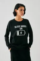 Kadın Siyah Sleep Mode On Baskılı Oversize 2 İplik Eşofman Takımı Akbeniz B3333 Siyah görsel 4