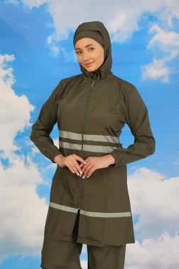 Kadın Tam Tesettür Mayo Haki Akbeniz 31061