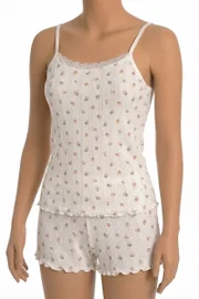 Öts İç Giyim Kadın Tekli %100 Pamuk Pijama Takımı Çiçekli İp Askılı Fitilli Atlet Şort Yazlık Ev Giyimi Öts 3712