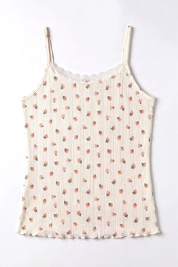 Öts İç Giyim Kadın Tekli %100 Pamuk Pijama Takımı Çiçekli İp Askılı Fitilli Atlet Şort Yazlık Ev Giyimi Öts 3712 - Alternatif Görünüm