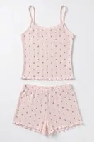 Kadın Tekli %100 Pamuk Pijama Takımı Çiçekli İp Askılı Fitilli Atlet Şort Yazlık Ev Giyimi Öts 3712 görsel 9