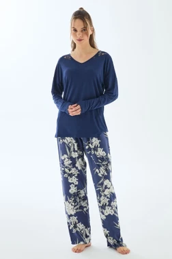 Kadın Uzun Kollu T-Shirt ve Pantolon Pijama Takımı Anıl 11499