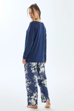 Kadın Uzun Kollu T-Shirt ve Pantolon Pijama Takımı Anıl 11499 - Alternatif Görünüm