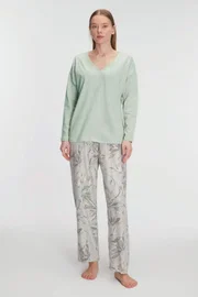 Kadın Uzun Kollu V Yaka Pijama Takımı Anıl 11221