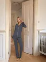Kadın Uzun Kol Önü Düğmeli Puantiyeli Pijama Takımı Confeo C840-250