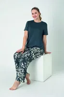 Kadın Viskon Bisiklet Yaka Kısa Kol Pijama Takım Confeo C840-910 Görsel