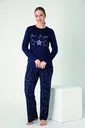 Kadın Viskon Bisiklet Yaka Önü Baskılı Uzun Kol Pijama Takım Confeo C840-900