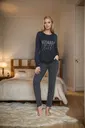 Kadın Viskon Bisiklet Yaka Uzun Kol Pijama Takım Confeo C840-252