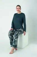 Kadın Viskon Bisiklet Yaka Uzun Kol Pijama Takım Confeo C840-909 Görsel