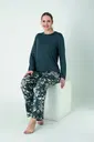 Kadın Viskon Bisiklet Yaka Uzun Kol Pijama Takım Confeo C840-909