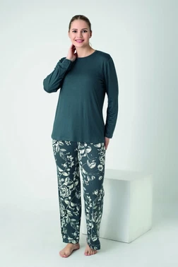 Kadın Viskon Bisiklet Yaka Uzun Kol Pijama Takım Confeo C840-909 - Alternatif Görünüm