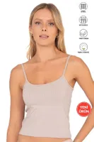 Kadın Viskon Kaşkorse Esnek Rahat Ayarlanabilir İp Askılı Crop Atlet Büstiyer Özkan 27434 Pudra görsel 5