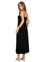 Kadın Viskon Premium Uzun Boy İp Askılı Kombinezon Astar Elbise Jüpon Özkan 27669 Siyah görsel 6