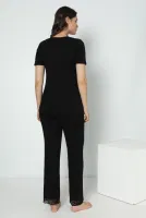 Kadın Viskon V Yaka Kısa Kol Pijama Confeo C840-536 Siyah görsel 7