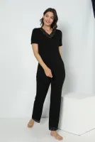 Kadın Viskon V Yaka Kısa Kol Pijama Confeo C840-536 Siyah görsel 8