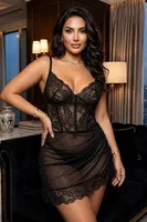 Kadın Dantelli Gecelik Sistina 9025 Siyah detay görünüm