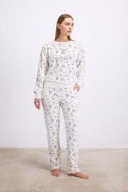 Anıl Kadın Yıldız Desenli Tencel Pamuklu Sweatshirt ve Pantolon Takımı Anıl 11592
