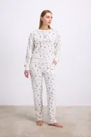 Kadın Yıldız Desenli Tencel Pamuklu Sweatshirt ve Pantolon Takımı Anıl 11592