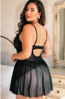 Kafes Askılı Dantelli Siyah Büyük Beden Fantezi Babydoll NightLight 3888-1 Siyah detay görünüm