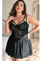 Kafes Askılı Dantelli Siyah Büyük Beden Fantezi Babydoll NightLight 3888-1 Siyah farklı açı