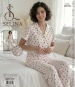 Kalp Desenli Gömlek Pijama Takım Selina 8310 Görsel