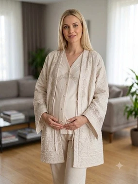 Kapitone Kadın 3'lü Pijama Takımı Bone Club 6314 - Alternatif Görünüm