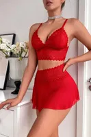 Kareli Desenli Kırmızı Kısa Etekli Fantazi Takım Feel Lady F218 Kırmızı farklı açı