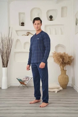 Kareli Süprem Erkek Pijama Takımı Bone Club 5873 - Alternatif Görünüm