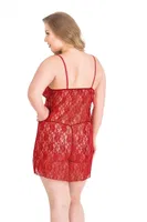 Kırmızı Büyük Beden Kısa Tül Gecelik Aku Lingerie Primoda 3026 Kırmızı detay görünüm