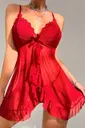 Kırmızı Dantel Detaylı İnce Askılı Kısa Fantezi Babydoll Feel Lady F226