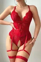 Kırmızı Dantelli Fantezi Body Lily Bianca LB-291 Kırmızı farklı açı