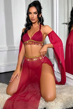 Ruselin Kırmızı Harem Dansöz Oryantal Kostüm Ruselin 2271