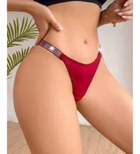 Kırmızı Işıltılı Şeritli Love Taşlı Külot Feel Lady F1016