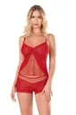 Kırmızı Jakarlı Babydoll Şort Takımı Ahu Primoda