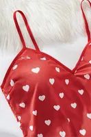 Kırmızı Kalpli İp Askılı Yazlık Şort Pijama Takım Real Passione S-41 Kırmızı görsel 7