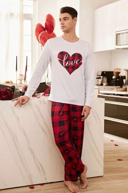 Kırmızı Kareli Erkek Çift Pijama Takımı Bella Notte CP-7557