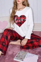 Kırmızı Kareli Kadın Çift Pijama Takımı Bella Notte CP-7555 Kırmızı görsel 4
