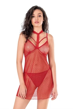 Ahu Lingerie Kırmızı Kısa Tül Gecelik Ahu Primoda 4112