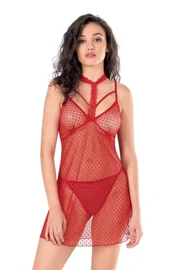 Ahu Lingerie Kırmızı Kısa Tül Gecelik Ahu Primoda 4112
