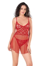 Ahu Lingerie Kırmızı Kısa Tül Gecelik Ahu Primoda 4135