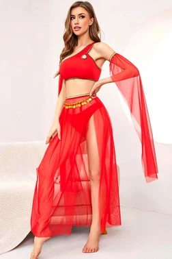 Ruselin Kırmızı Tül Detaylı Oryantal Dansöz Kıyafeti Kostüm Ruselin 2270 - Alternatif Görünüm