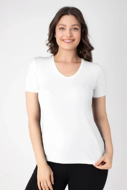 Kısa Kollu V Yaka Modal Kadın T-Shirt Confeo C801-020