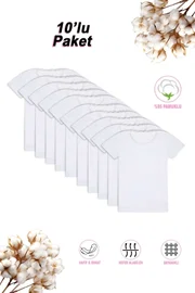 Kız Çocuk %95 Pamuklu Süprem Yakası Dantel Atlet Fanila Tişört 10'lu Paket Özkan 42781