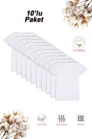 Kız Çocuk %95 Pamuklu Süprem Yakası Dantel Atlet Fanila Tişört 10'lu Paket Özkan 42781 Beyaz