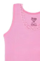 Kız Çocuk Atlet Ribana Kalin Askili Dantelli Renkli ÖTS 8018 - 6 ADET Pembe görsel 7