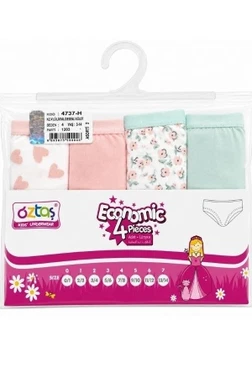 Kız Çocuk Likralı Desenli+Düz Slip 4lü Paket Öztaş 4737-H Öztaş 4737-H - Alternatif Görünüm